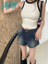 Lunivop Women’s Blue Slim Denim Shorts Street Summer Versatile Basic Foundation Bottom New Female